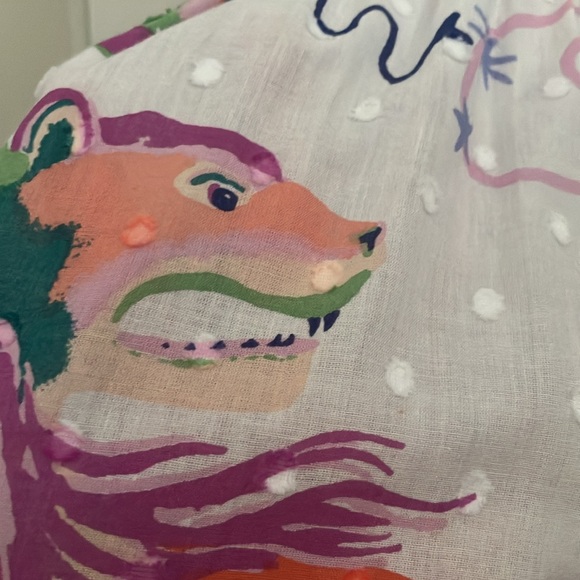 Banjanan dress NWT midi size S/XS Whimsical goat lion rabbit eagle MSRP$380 - Picture 5 of 17